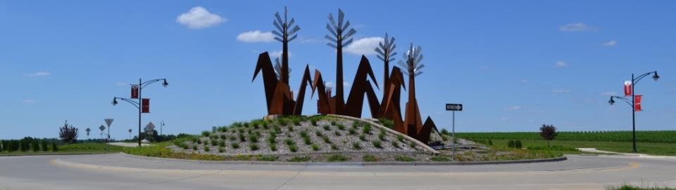 corn sculpture in roundabout