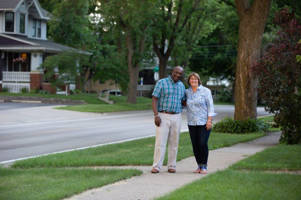 couple on sidewalk