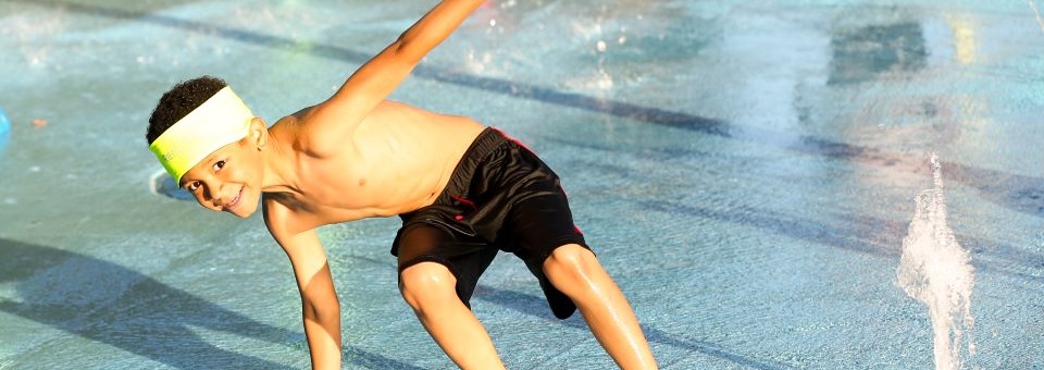 boy at splash pad